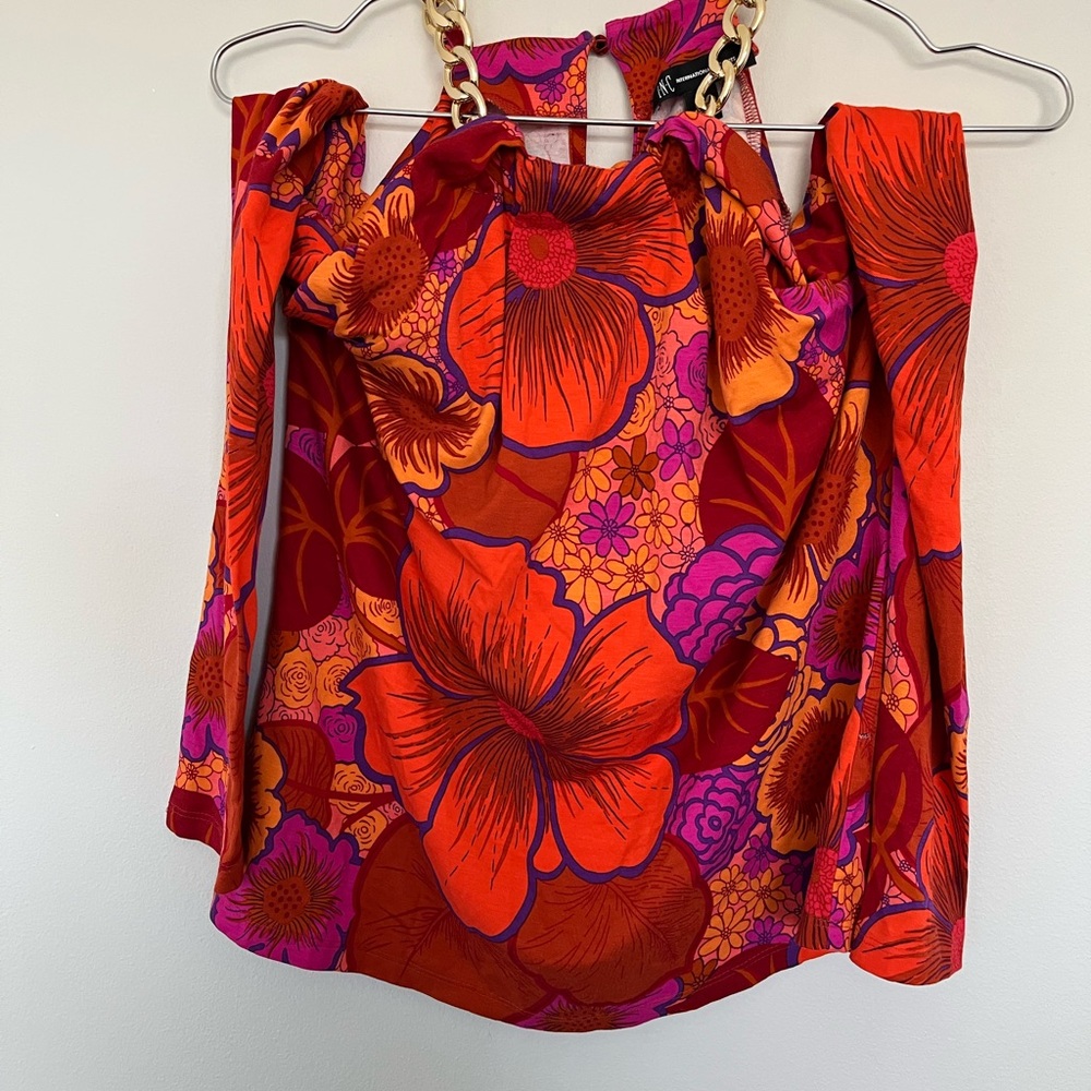 INC International Concepts Red and Orange Floral Blouse